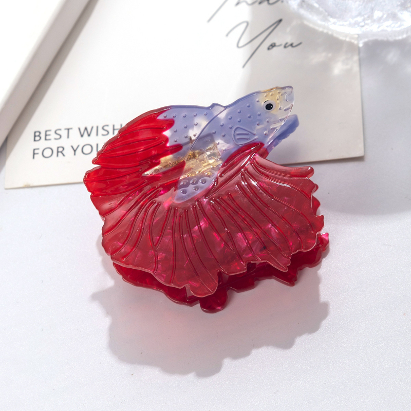 Acetát hajcsipesz hal motívummal – eredeti dizájn, kézzel készült, rögzítő fogó hajcsipesz nőknek