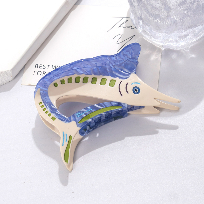 Acetát hajcsipesz hal motívummal – eredeti dizájn, kézzel készült, rögzítő fogó hajcsipesz nőknek