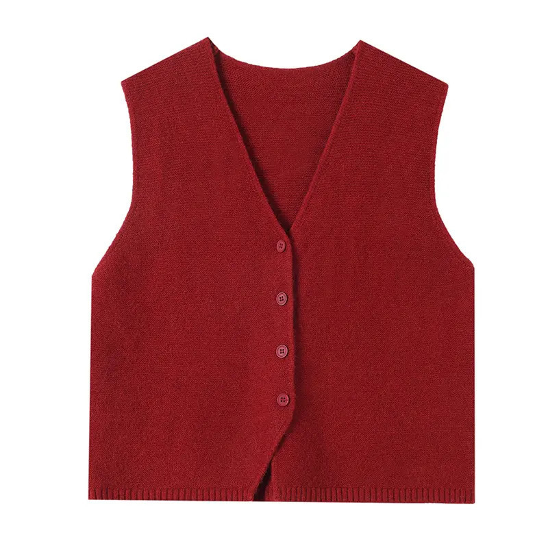 Ženska vest s V-izrezom, ultra kratka duljina (≤40 cm), kašmir tkanina, vuneno punjenje
