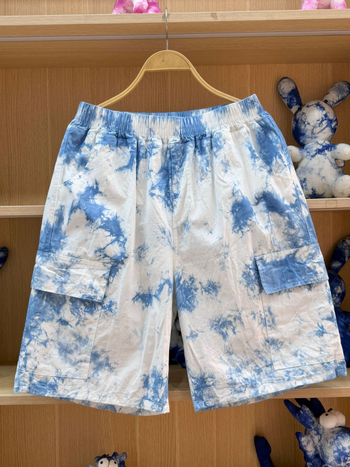 Férfi pamut rövidnadrág, egyenes szabású, nyárra sporthoz és utazásokhoz, nem rugalmas