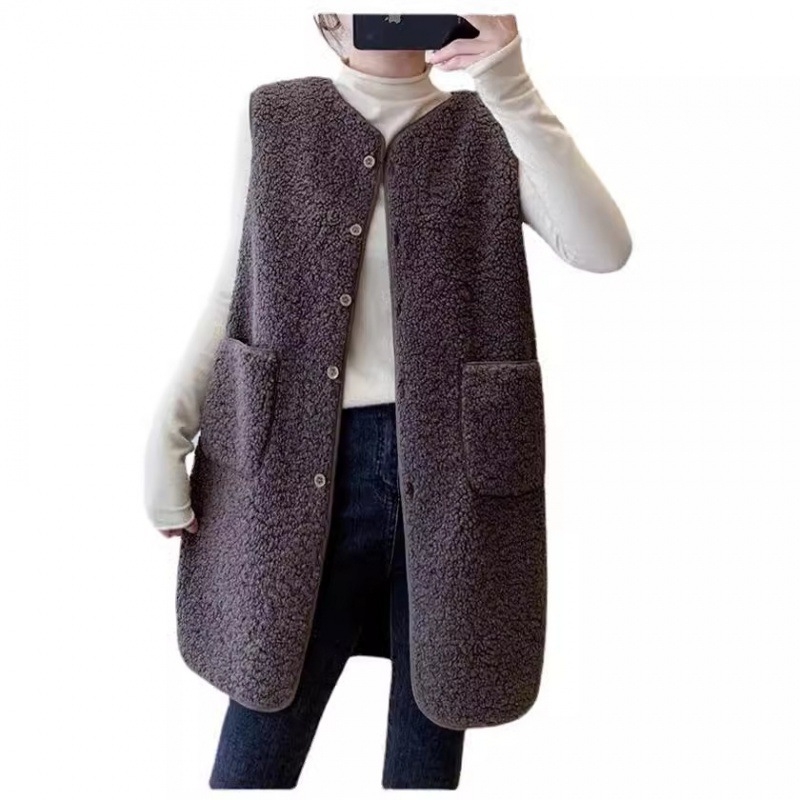Ženski dugi vest kardigan – okrugli izrez, jednoredno kopčanje, poliester tkanina s poliester punilom, gradski stil