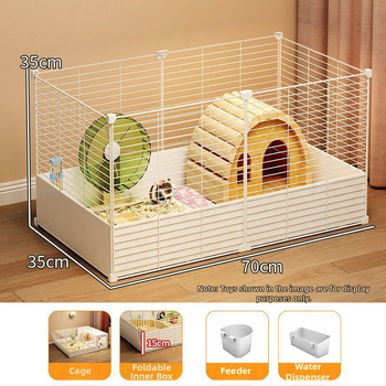 Fém hörcsög ketrec nagy belső térrel, menekülés elleni kialakítással, könnyen tisztítható, luxus villa-stílusú ketrec teljes tároló szekrényekkel