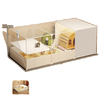 Fém hörcsög ketrec nagy belső térrel, menekülés elleni kialakítással, könnyen tisztítható, luxus villa-stílusú ketrec teljes tároló szekrényekkel