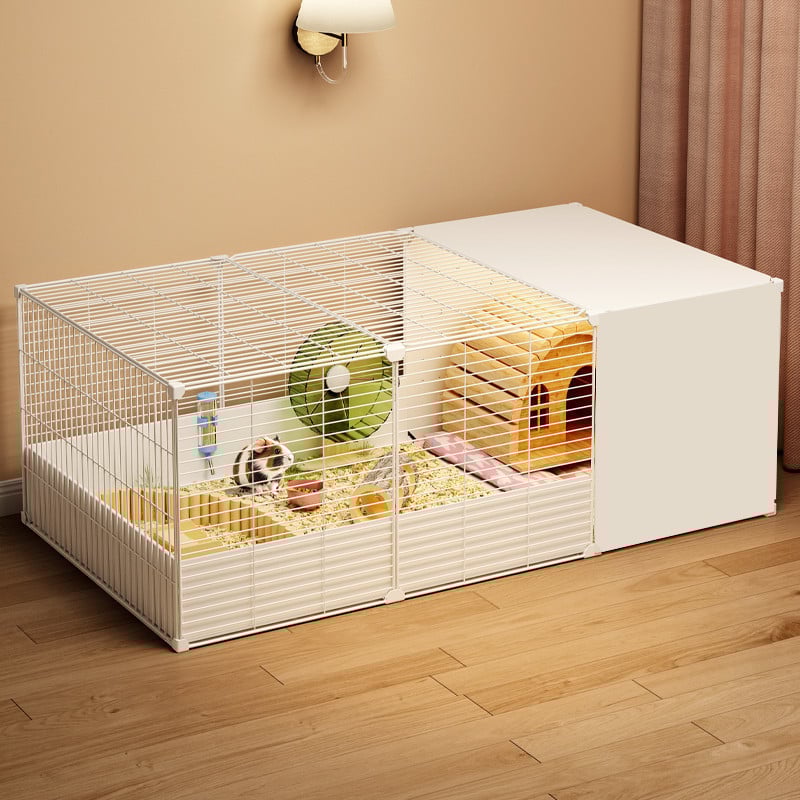 Fém hörcsög ketrec nagy belső térrel, menekülés elleni kialakítással, könnyen tisztítható, luxus villa-stílusú ketrec teljes tároló szekrényekkel