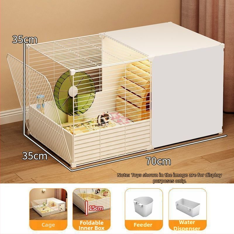 Fém hörcsög ketrec nagy belső térrel, menekülés elleni kialakítással, könnyen tisztítható, luxus villa-stílusú ketrec teljes tároló szekrényekkel