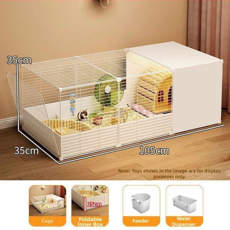 Fém hörcsög ketrec nagy belső térrel, menekülés elleni kialakítással, könnyen tisztítható, luxus villa-stílusú ketrec teljes tároló szekrényekkel