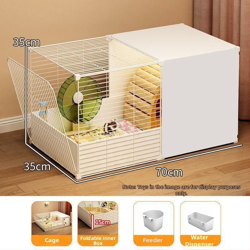 Fém hörcsög ketrec nagy belső térrel, menekülés elleni kialakítással, könnyen tisztítható, luxus villa-stílusú ketrec teljes tároló szekrényekkel