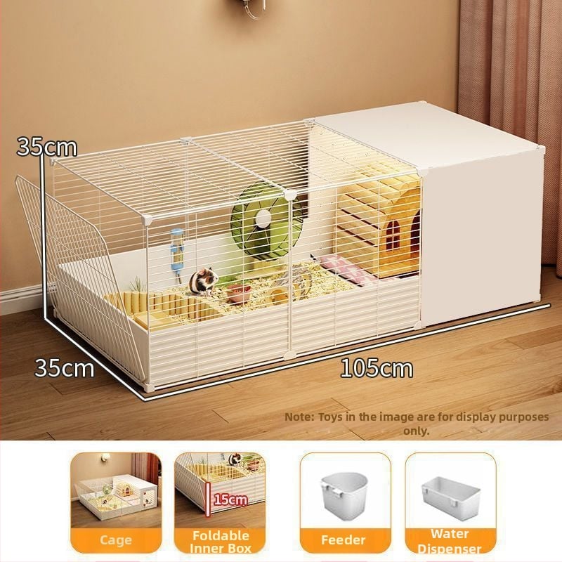 Fém hörcsög ketrec nagy belső térrel, menekülés elleni kialakítással, könnyen tisztítható, luxus villa-stílusú ketrec teljes tároló szekrényekkel