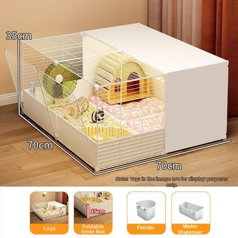 Fém hörcsög ketrec nagy belső térrel, menekülés elleni kialakítással, könnyen tisztítható, luxus villa-stílusú ketrec teljes tároló szekrényekkel