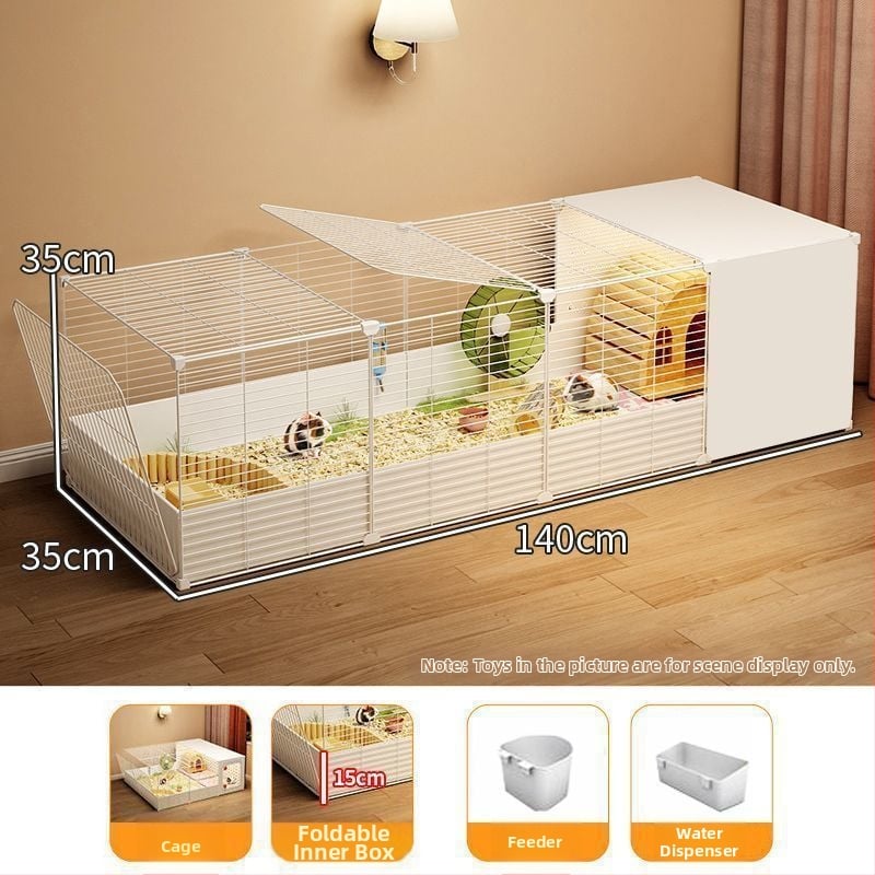 Fém hörcsög ketrec nagy belső térrel, menekülés elleni kialakítással, könnyen tisztítható, luxus villa-stílusú ketrec teljes tároló szekrényekkel