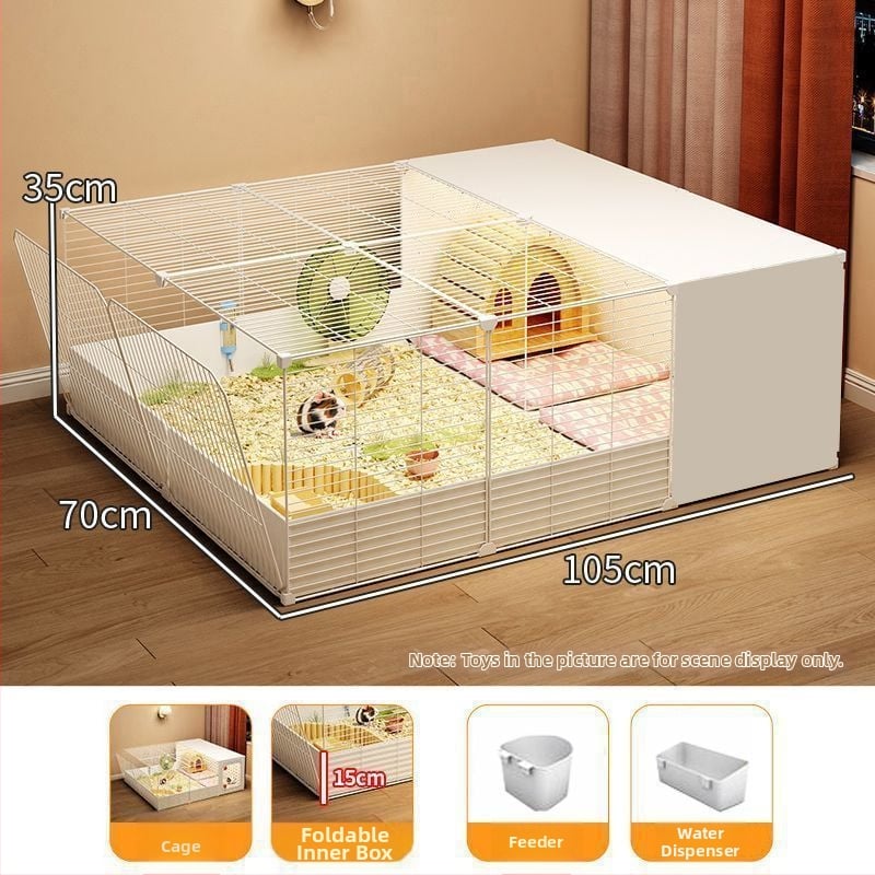 Fém hörcsög ketrec nagy belső térrel, menekülés elleni kialakítással, könnyen tisztítható, luxus villa-stílusú ketrec teljes tároló szekrényekkel