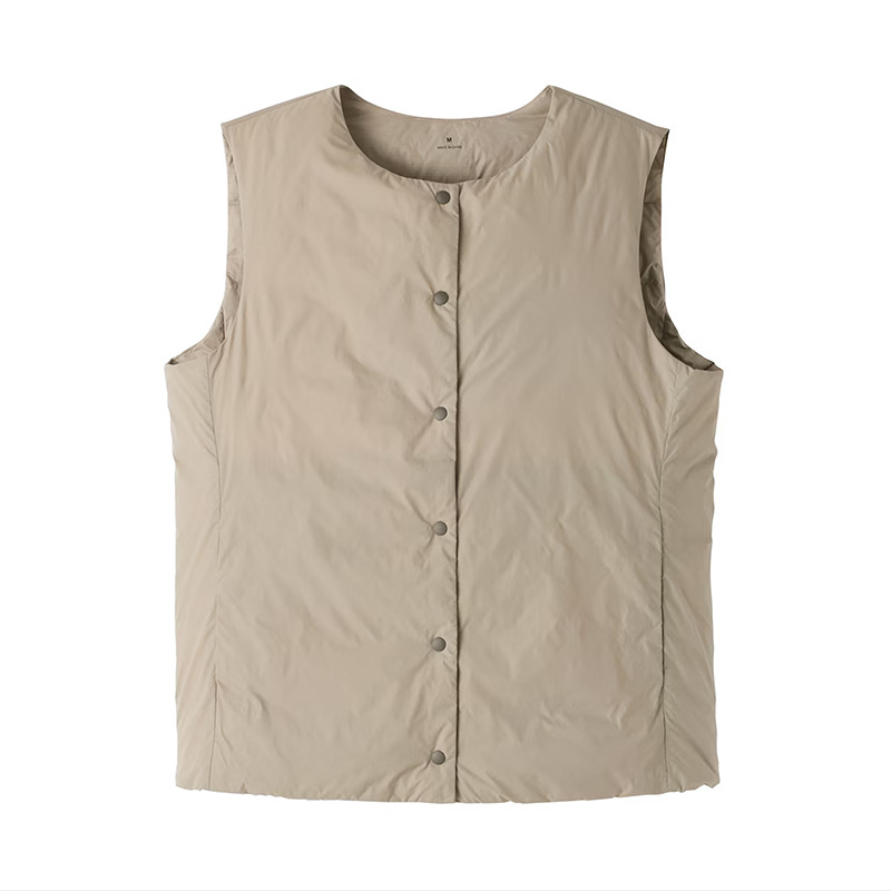 Ženska vesta s perju Slim-fit – punilo: bijelo pačje perje, udio perja 86–90%, kratka duljina (40–50 cm)