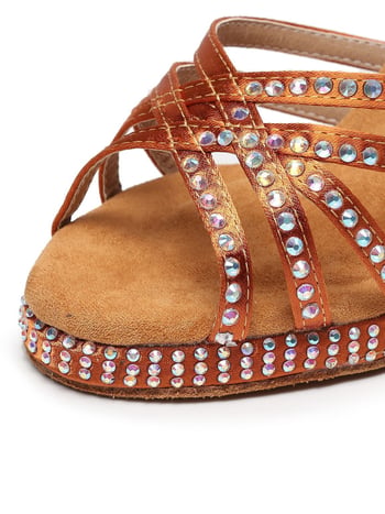 Ženske Latinske plesne cipele s mekim potplatom i platformom, rhinestones, gornji dio od svile, visina potpetice 6–10 cm