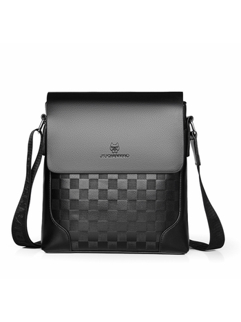 Muška crossbody torba – poslovni stil, PU koža, otporna na habanje, karirani uzorak, model 1837
