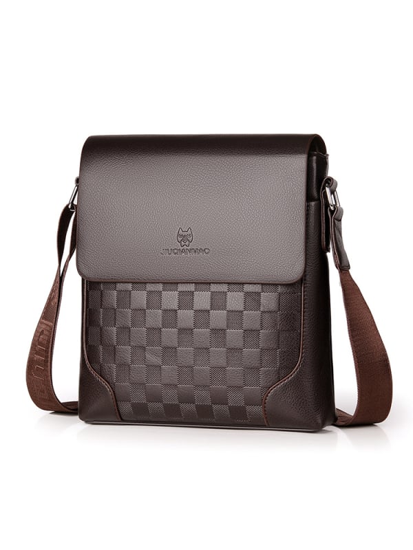 Muška crossbody torba – poslovni stil, PU koža, otporna na habanje, karirani uzorak, model 1837