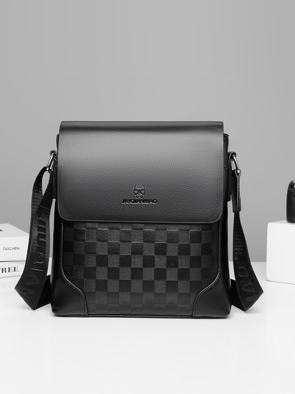 Muška crossbody torba – poslovni stil, PU koža, otporna na habanje, karirani uzorak, model 1837