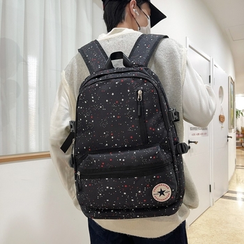 Unisex ruksak za školu 20–35L, Oxford tkanina, točkasti uzorak, zakrivljeni naramenik