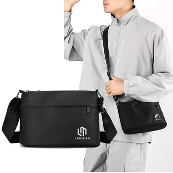 Мъжка чанта за рамо в градски стил, полиестер, джоб за 8-инчов лаптоп, ежедневна употреба