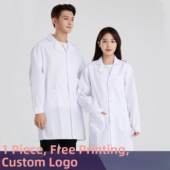 Halat medical pentru bărbați, respirabil din bumbac 70% cu căptușeală poliester-bumbac 30%, haine de lucru patru sezoane, imprimare