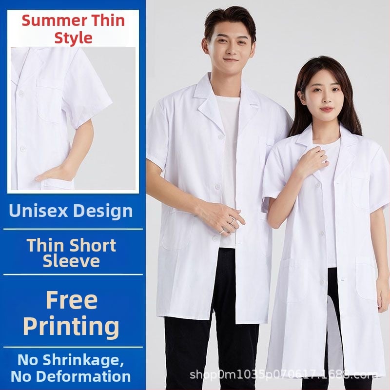 Halat medical pentru bărbați, respirabil din bumbac 70% cu căptușeală poliester-bumbac 30%, haine de lucru patru sezoane, imprimare