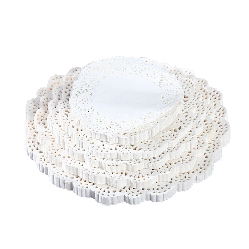 Hârtie de copt circulară, absorbantă la grăsimi, bază cu model floral dantelat, 100 foi/pachet — Mao Dry Packaging