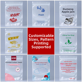 Priehľadný samouzavierací sáčok s plochým dnom na orechy, čaj a občerstvenie | CPP+PET kompozit, tlačené balenie, dĺžka uzávierky 5–20 cm