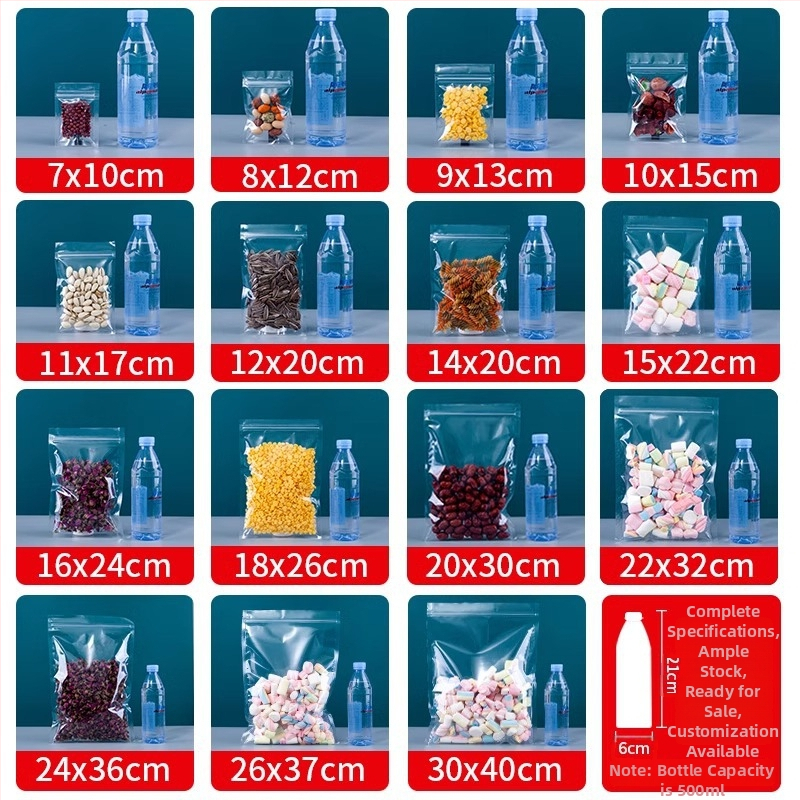 Priehľadný samouzavierací sáčok s plochým dnom na orechy, čaj a občerstvenie | CPP+PET kompozit, tlačené balenie, dĺžka uzávierky 5–20 cm