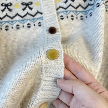 Korejskog stila pleteni kardigan-vest s retro jacquard uzorkom, labav kroj, okrugli izrez, mješavina poliestera