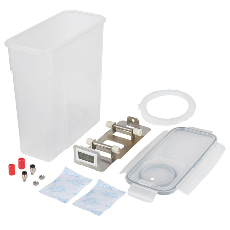 Box na sušenie spotrebného materiálu pre 3D tlač — prachuodolný a vlhkosťodolný uzavretý sklad, plastová konštrukcia, značka 3ds way