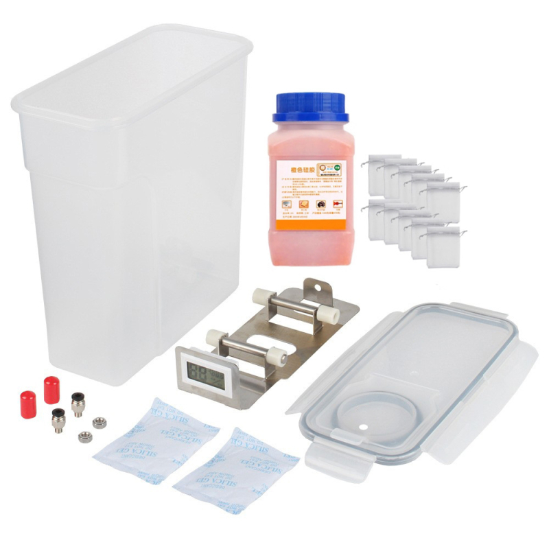 Box na sušenie spotrebného materiálu pre 3D tlač — prachuodolný a vlhkosťodolný uzavretý sklad, plastová konštrukcia, značka 3ds way