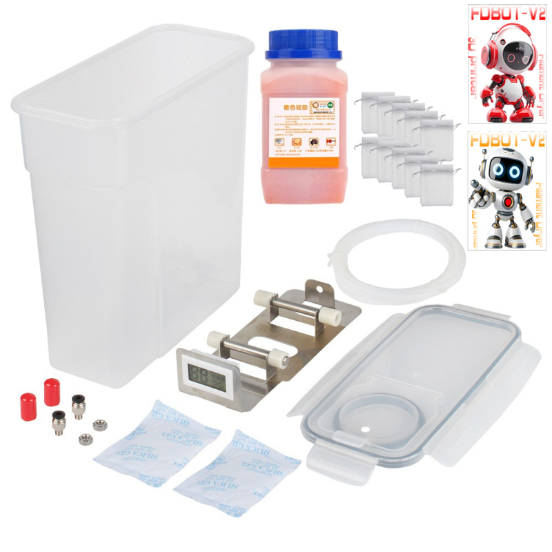 Box na sušenie spotrebného materiálu pre 3D tlač — prachuodolný a vlhkosťodolný uzavretý sklad, plastová konštrukcia, značka 3ds way