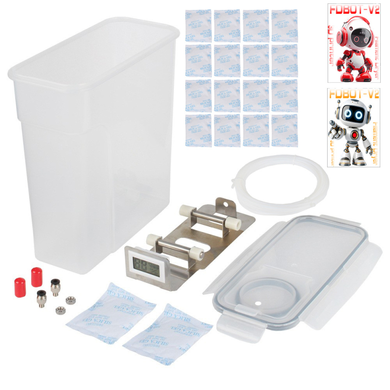 Box na sušenie spotrebného materiálu pre 3D tlač — prachuodolný a vlhkosťodolný uzavretý sklad, plastová konštrukcia, značka 3ds way