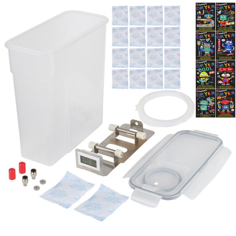 Box na sušenie spotrebného materiálu pre 3D tlač — prachuodolný a vlhkosťodolný uzavretý sklad, plastová konštrukcia, značka 3ds way