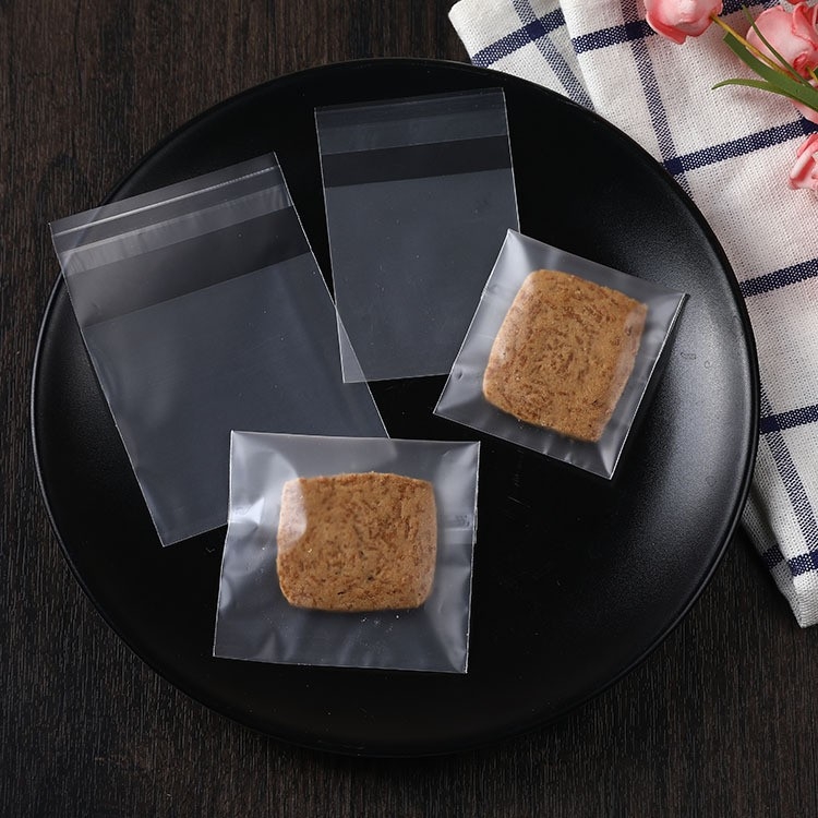 Pungă autoadezivă OPP transparentă, cu design cu puncte mat, pentru patiserie, imprimare gravură, personalizare disponibilă