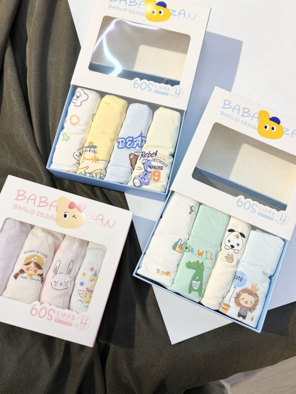 Dad's Praise dječje bezšivne gaćice od modala – unisex, srednji pojas, 4 komada