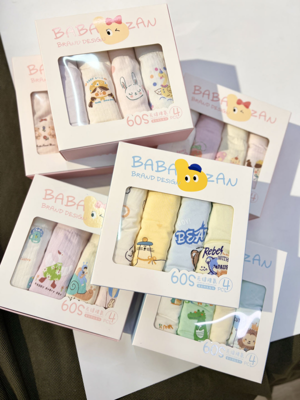 Dad's Praise dječje bezšivne gaćice od modala – unisex, srednji pojas, 4 komada