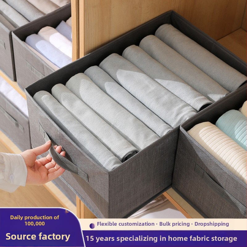 Skladovacia krabica na oblečenie, netkaný materiál, objem 35 L, model 8809-1569, moderný minimalistický dizajn, organizér pre spodné prádlo, ponožky a svetre