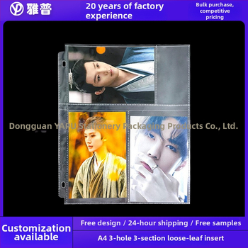 YP A4 tri‑rámové vnútorné stránky z PP pre výmenné listy, 10 strán, 3 otvor, tlač loga, vlastné spracovanie