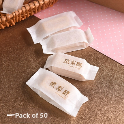 Gravírované tlačené hrubšie bavlnené papierové tašky na balenie ananásových pečív a sušienok, 50 ks v balení, priehľadný matný povrch