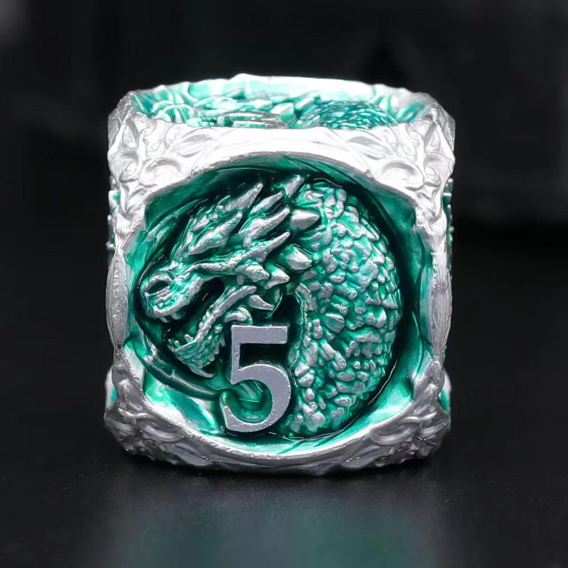 Metalni skup kockica s glavom zmaja, cinkova zlitina, šestouglasti oblik, zaobljeni rubovi, 100 komada, Lixin Da