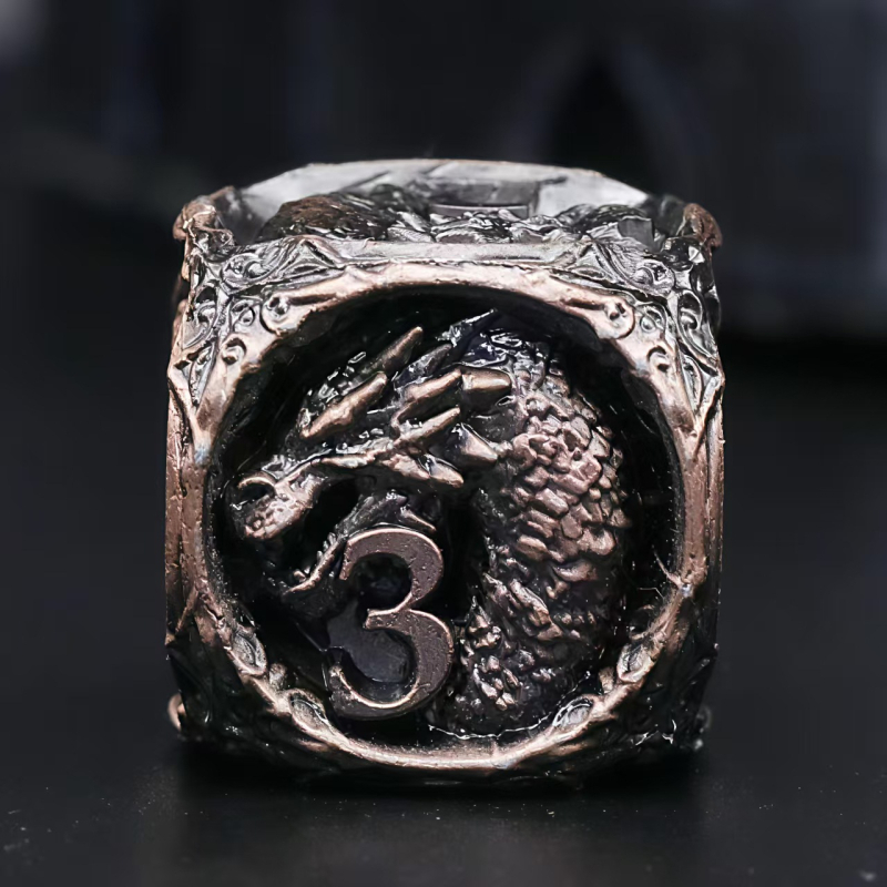 Metalni skup kockica s glavom zmaja, cinkova zlitina, šestouglasti oblik, zaobljeni rubovi, 100 komada, Lixin Da