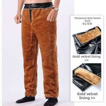 Pánske nohavice z PU kože, s fleecovou podšívkou, hrubé, vetruodolné a vodeodolné, rovný strih, stredný pás, zima 2024