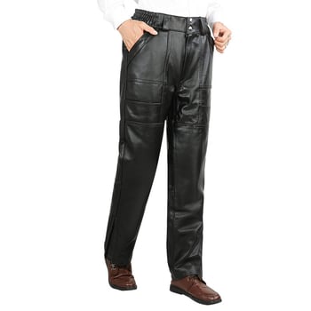 Férfiak számára készített valódi bőrből készült nadrág, 100% bőr, magas derék, egyenes szabás