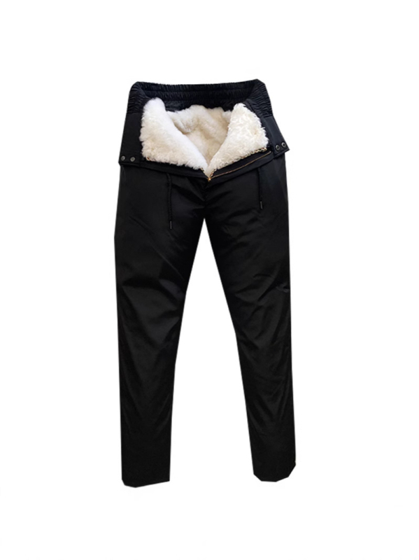 Muške zimske hlače od ovčje kože s visokim strukom, široki kroj