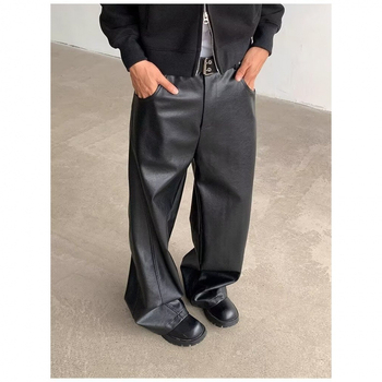 Muške PU kožne hlače, opušten stil, uzorak boja spajanja, alpaka koža, ljeto 2025