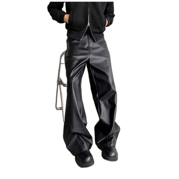 Muške PU kožne hlače, opušten stil, uzorak boja spajanja, alpaka koža, ljeto 2025