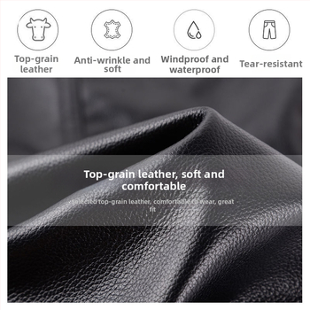 Kožne hlače od kravljeg kože, blok uzorak, skateboard stil, zima 2023, za srednju dob i starije