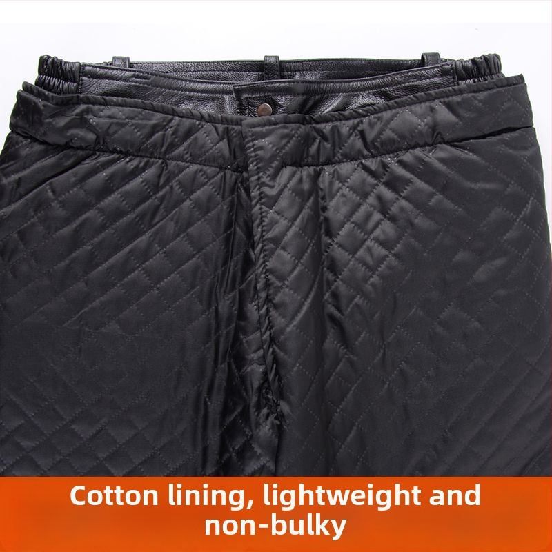 Kožne hlače od kravljeg kože, blok uzorak, skateboard stil, zima 2023, za srednju dob i starije