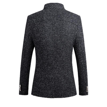 Мъжко костюмно сако със стояща яка, едноредно с три копчета, Slim fit, 85% памук, пролет и есен