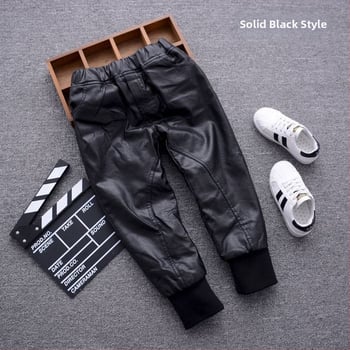 Dječje hlače od umjetne kože, uski kroj, casual stil, jesen 2020